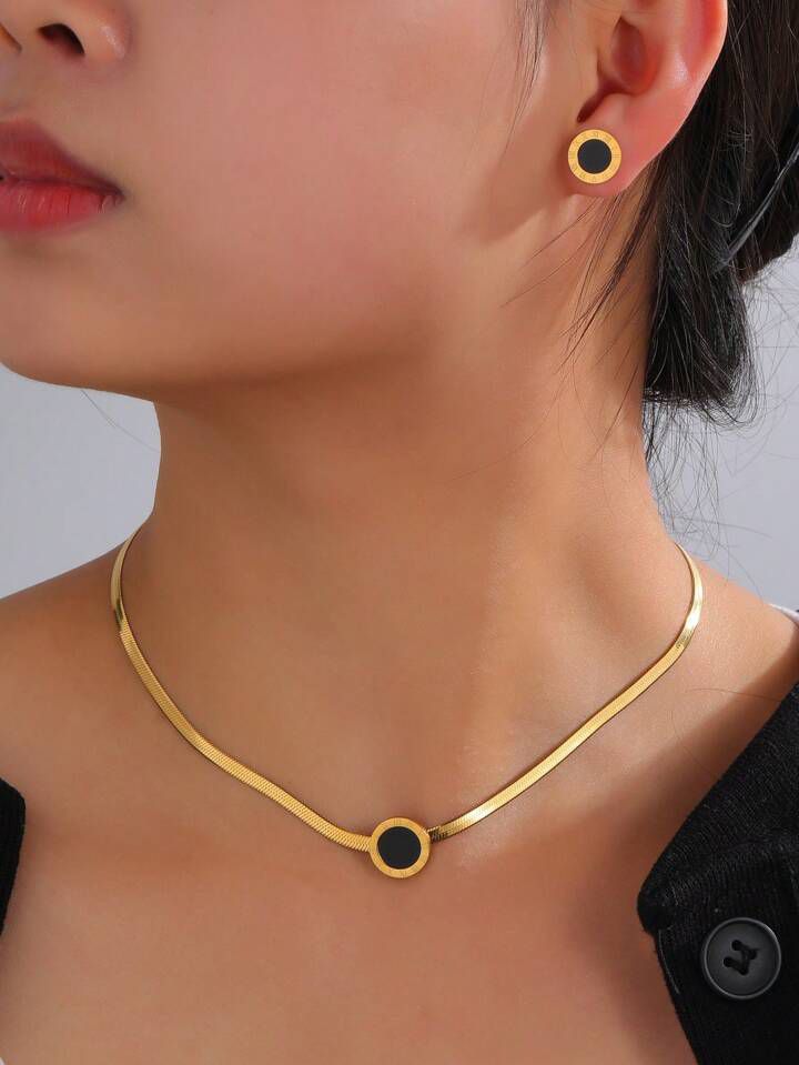 Roman snake chain necklace and earrings