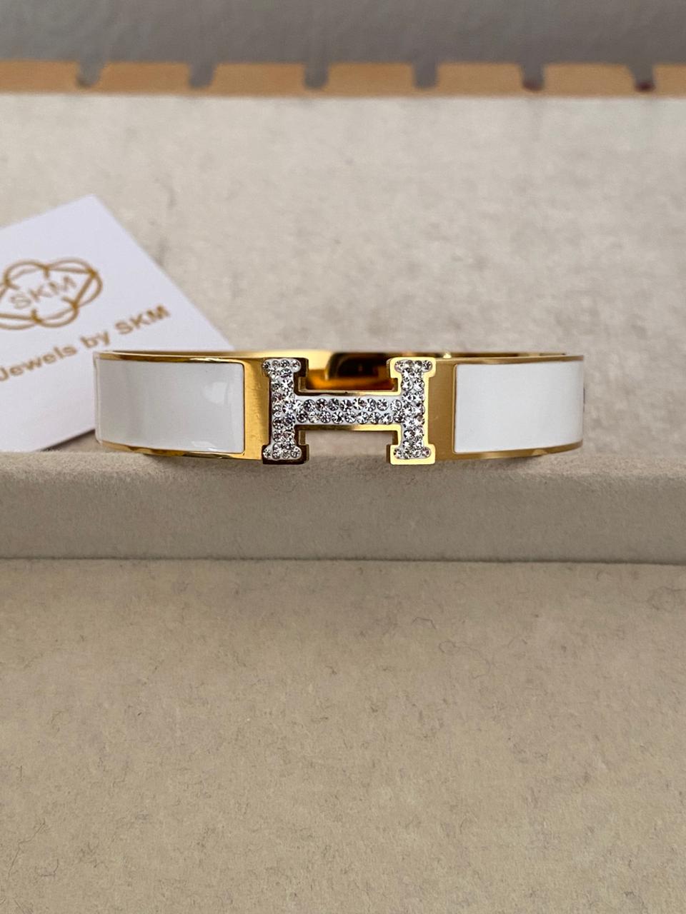 Studded White H Handcuff