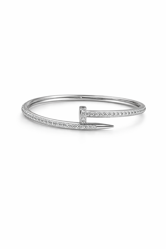 Nail silver full stones handcuff