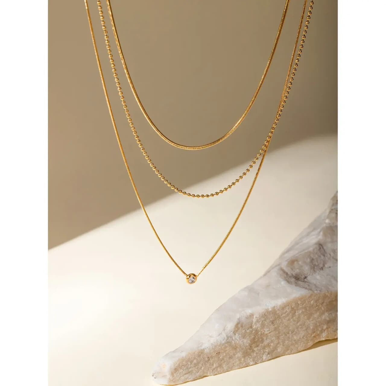 3 layered stone necklace