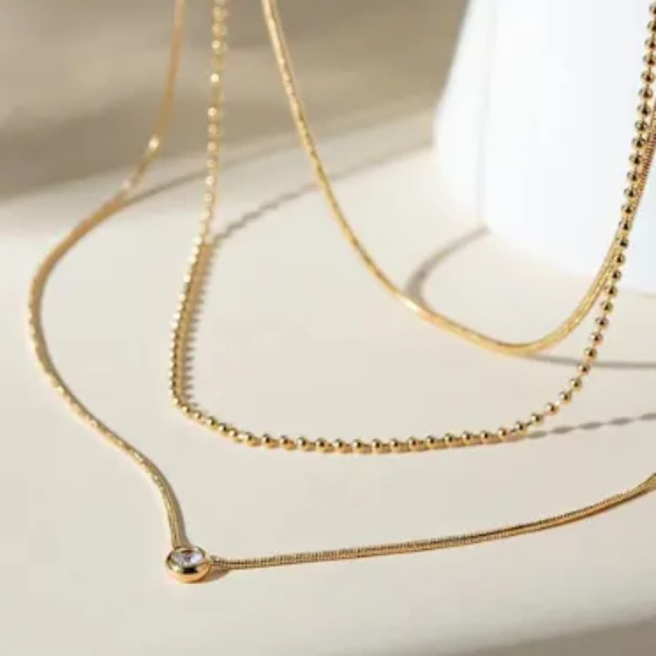 3 layered stone necklace
