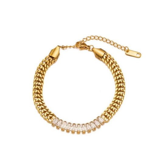 Baguette Gold Chain Bracelet