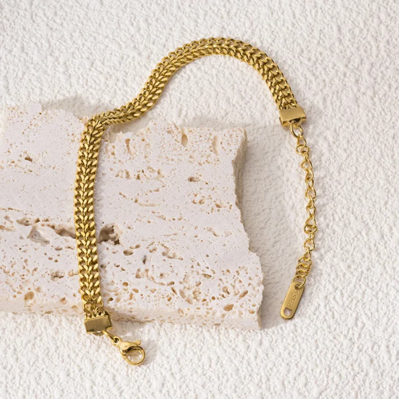 Gold double chain bracelet