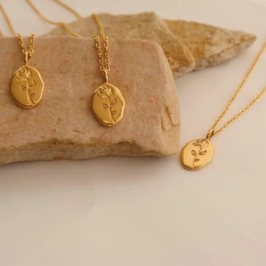 Rose Engraved Necklace