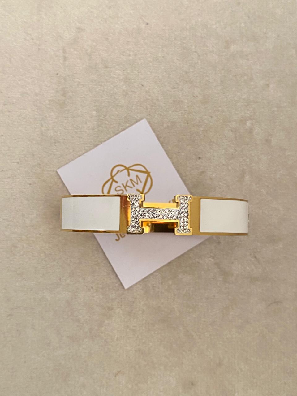 Studded White H Handcuff